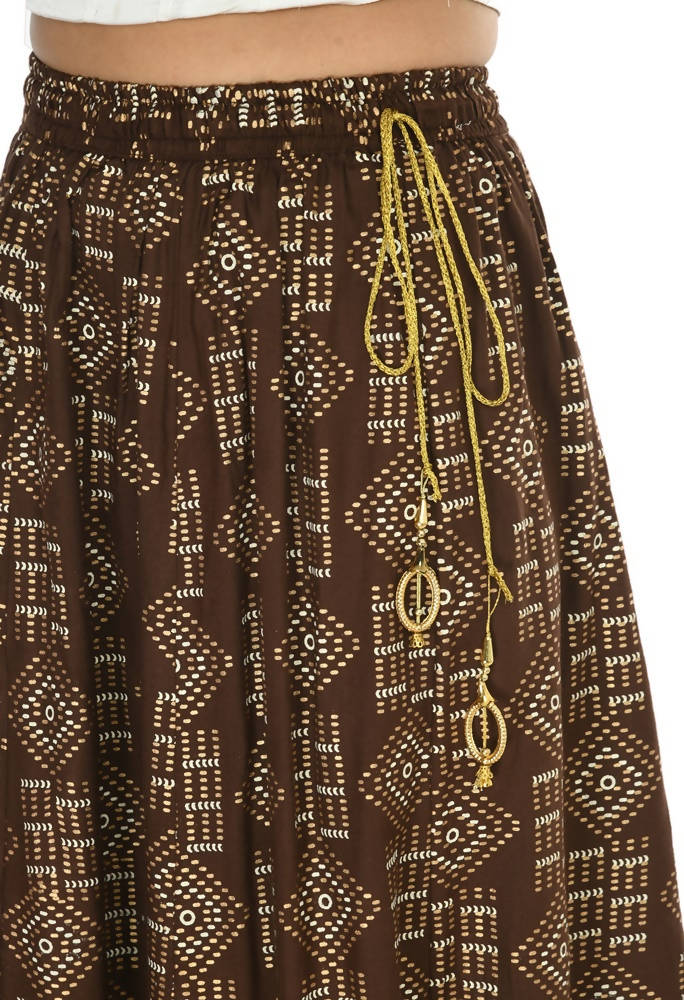 Mominos Fashion Moeza Cotton Coffee Color Printed Lehenga (Lancha) | Grocsy