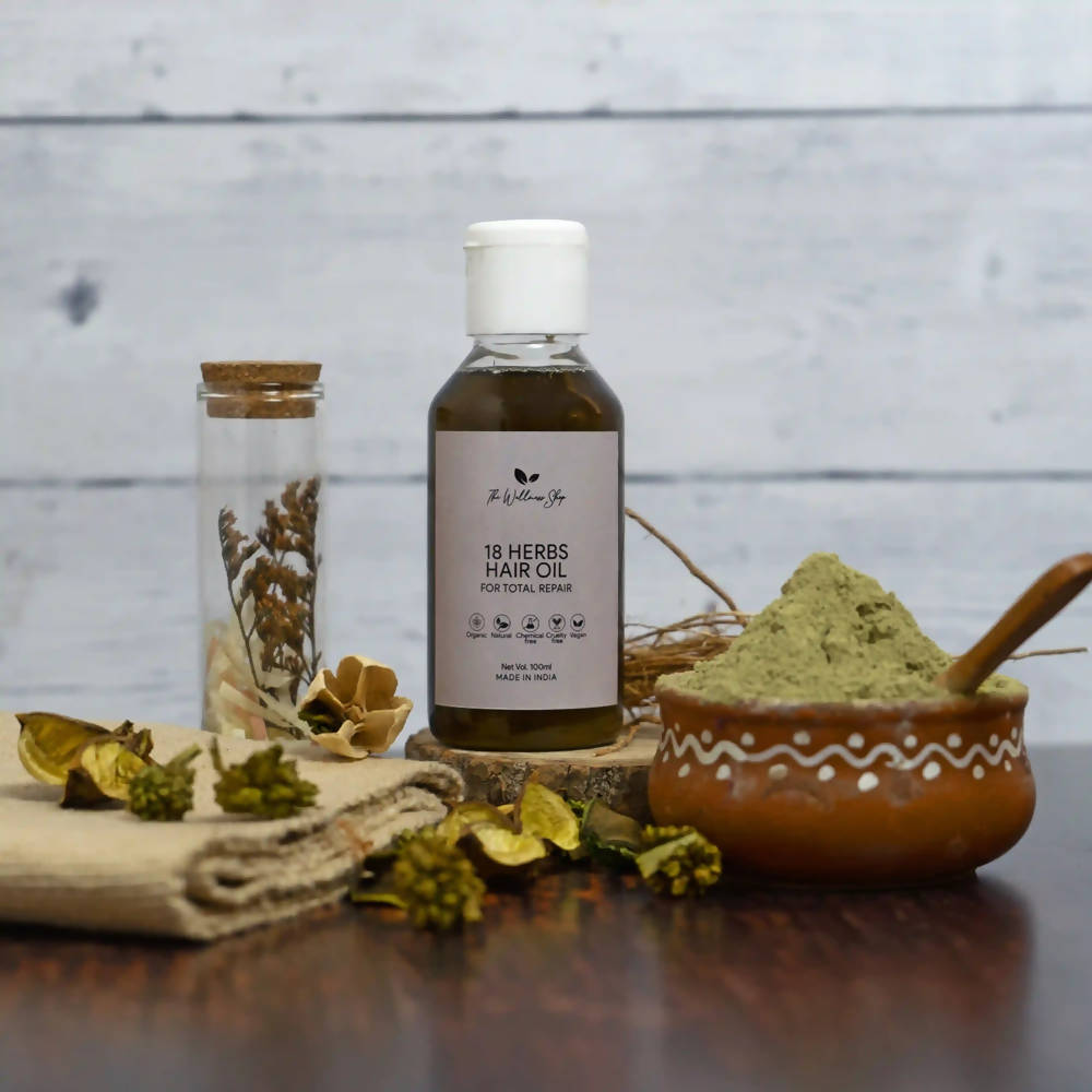The Wellness Shop 18 Herbs Hair Oil For Total Repair | Grocsy