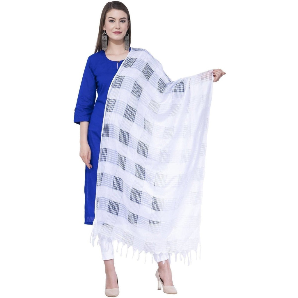 A R Silk Off White Color Window Square Cotton Dupattas and Chunnis | Grocsy