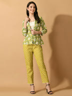 Myshka Women's Multi Printed Coat With Trousers | Grocsy