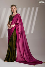 Pink Satin Rangoli Solid Fancy Designer Saree - Nafisa | Grocsy