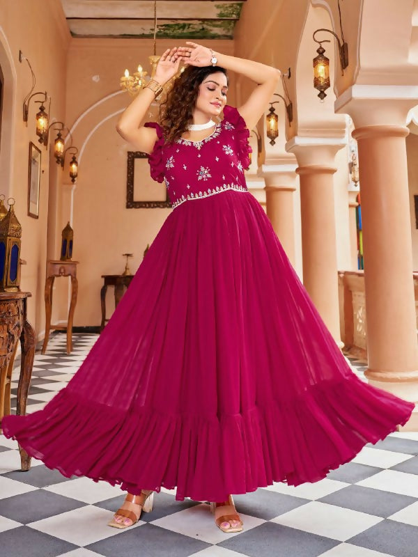Joban Fashion Rani Readymade Dress With Sequins embroidery Work | Grocsy