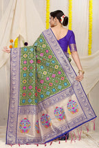 Jyoti Fashion Women's Green Patola Silk Zari Woven Saree with Blouse | Grocsy