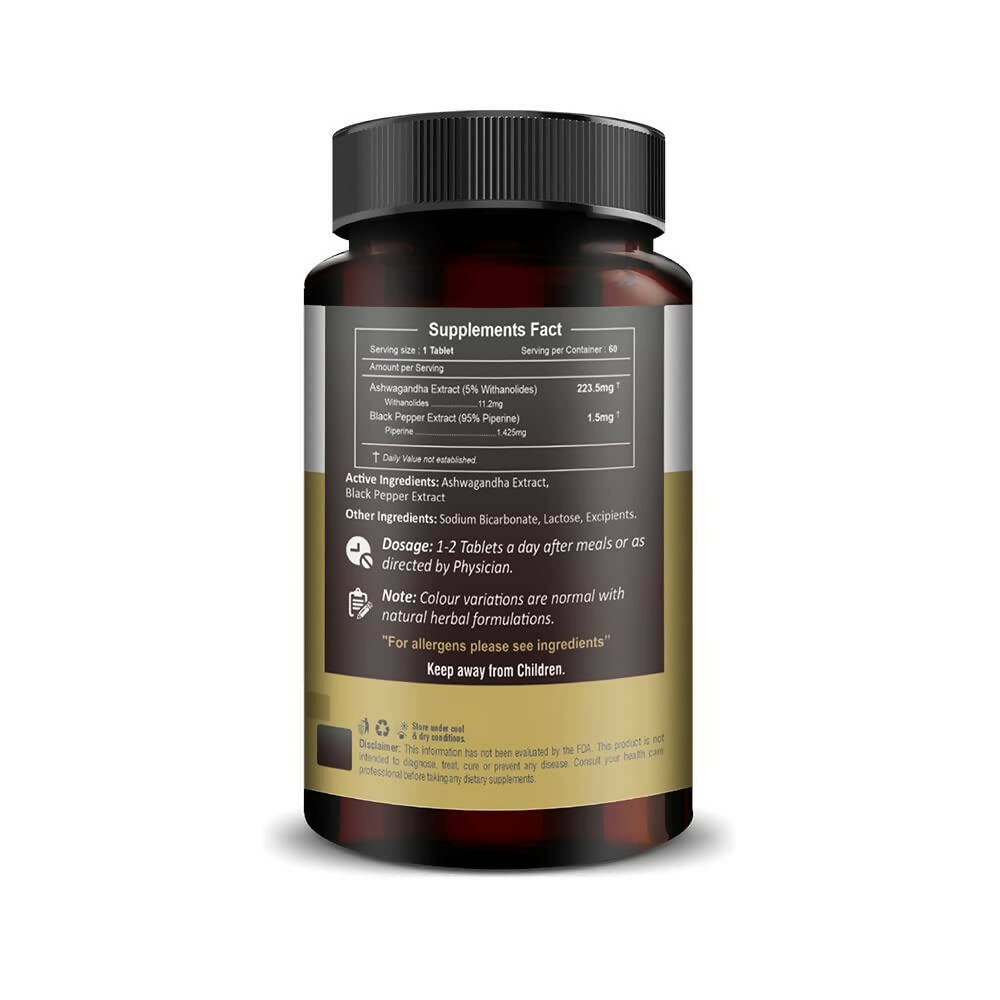 H&C Herbal Ashwagandha Extract with Black Pepper Quick Dissolving Tablets | Grocsy