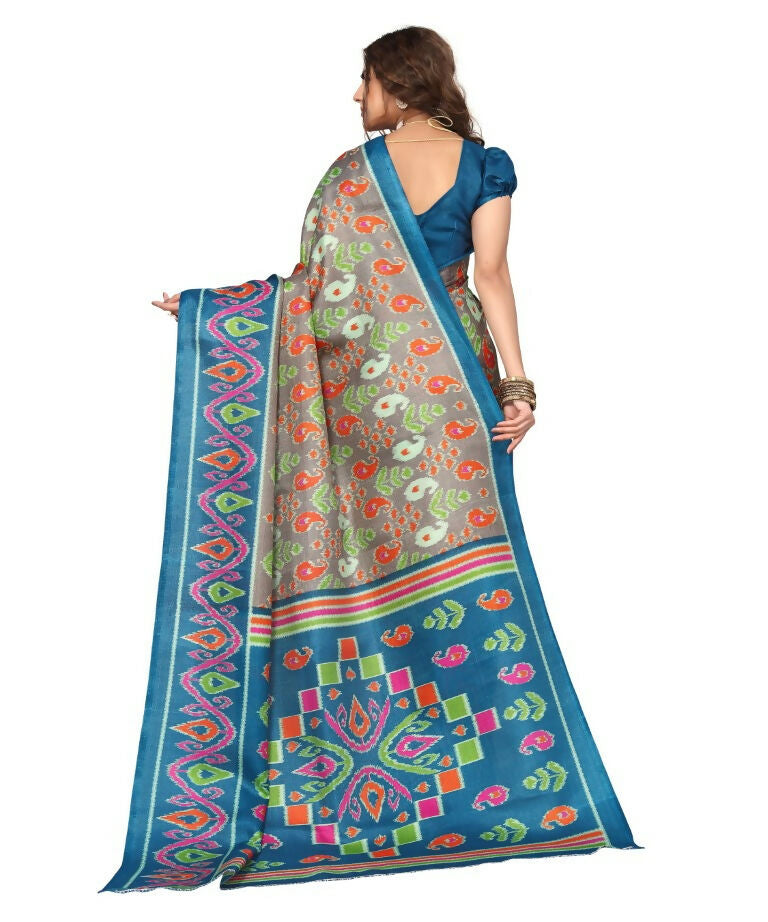 Vamika Rama Green Printed Art Silk Saree | Grocsy