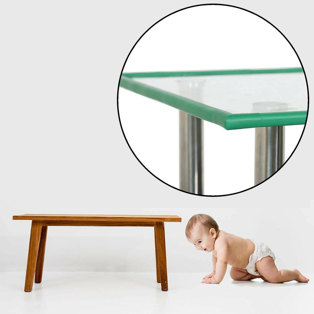 Safe-O-Kid Unique High Density L-Shaped 2 Mtr Long Mini 1 Edge Guard With 4 Corner Cushions - Green | Grocsy