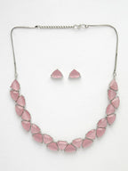 NVR Women's Pink Artificial Stones Studded Handcrafted Jewellery Set | Grocsy