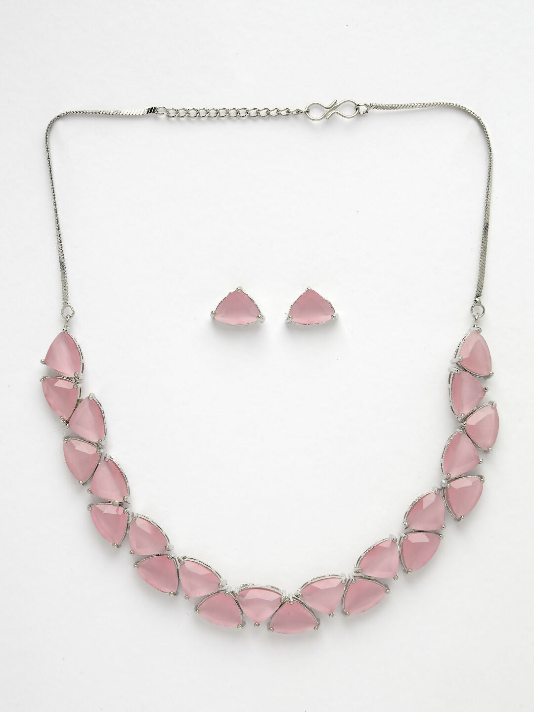 NVR Women's Pink Artificial Stones Studded Handcrafted Jewellery Set | Grocsy