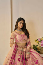Kesar Fab Orange Banarasi Silk Embroidered Lehenga | Grocsy