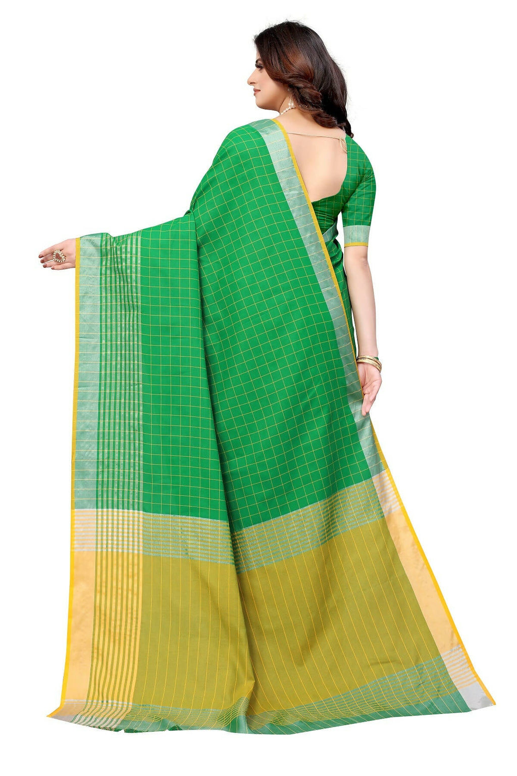 Vamika Green Cotton Silk Saree | Grocsy