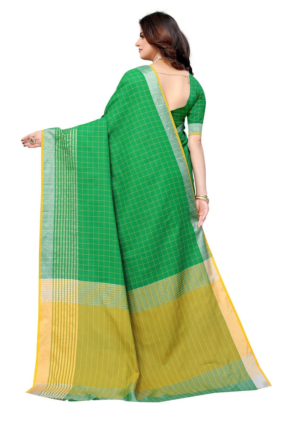 Vamika Green Cotton Silk Saree | Grocsy