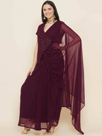 Women Republic Bronze Georgette Jacket With Skirt | Grocsy