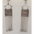 MS Fashion India Fancy Party Wear Silver Oxidized Long Tassel Chain Earrings | Grocsy