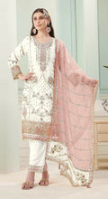 Anaita White Fox Georgette Stitched Suit with Embroidery Sequins | Grocsy