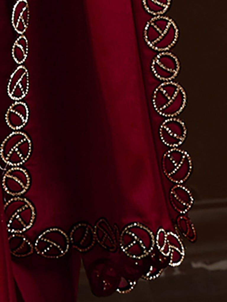 Aafreen Partywear Designer Pink Satin Chiffon Fancy Saree | Grocsy