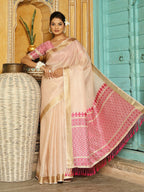 Shree Shyam Fashion Pink Linen Saree | Grocsy