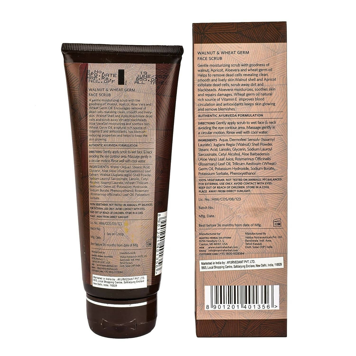 Mantra Herbal Walnut & Wheat Germ Face Scrub For Men | Grocsy