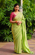 Green Jute Silk Woven Design Saree with Unstitched Blouse - Hiral Fashion | Grocsy