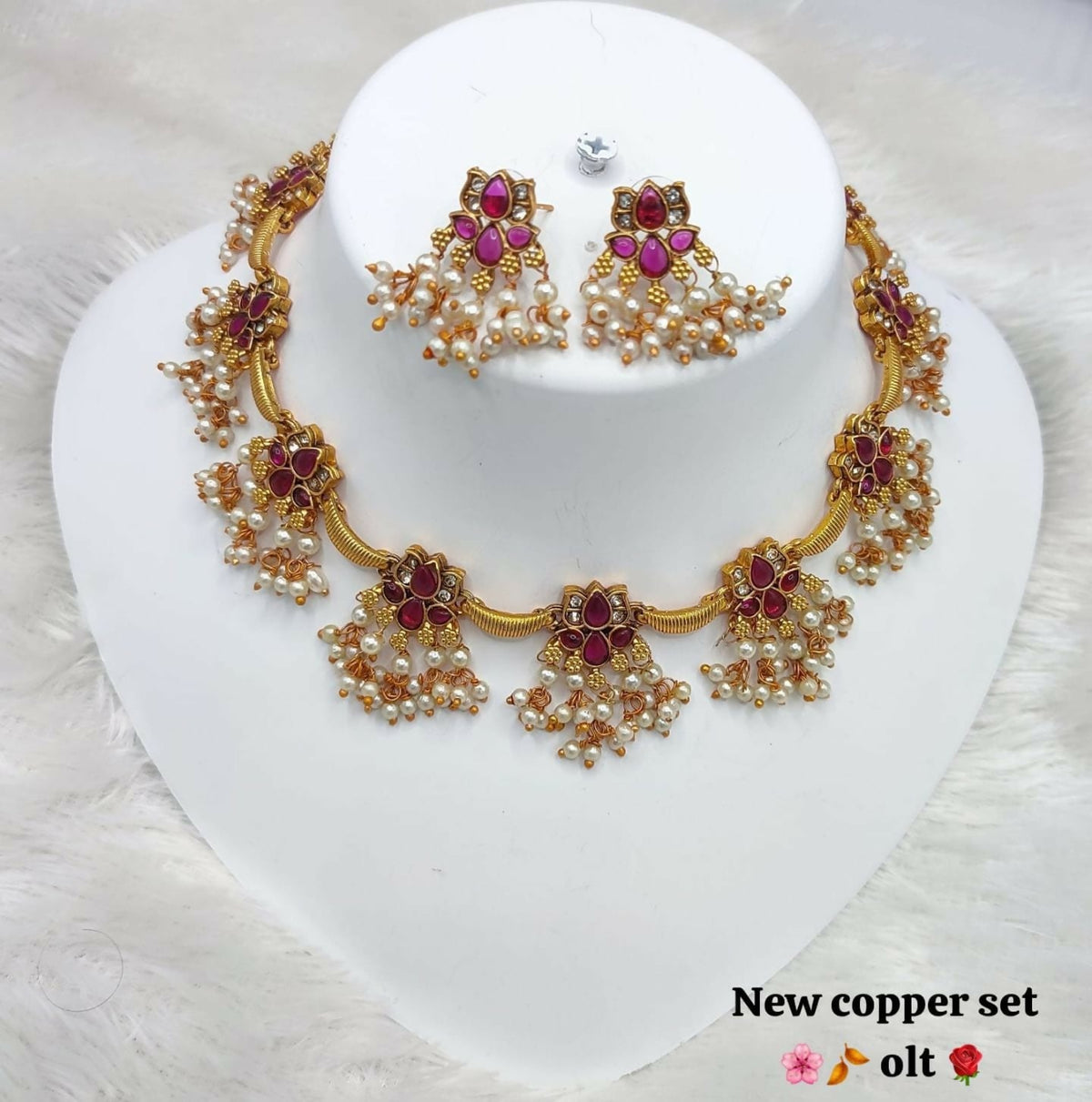 Joban Fashion Women Ruby Copper Necklace Set | Grocsy