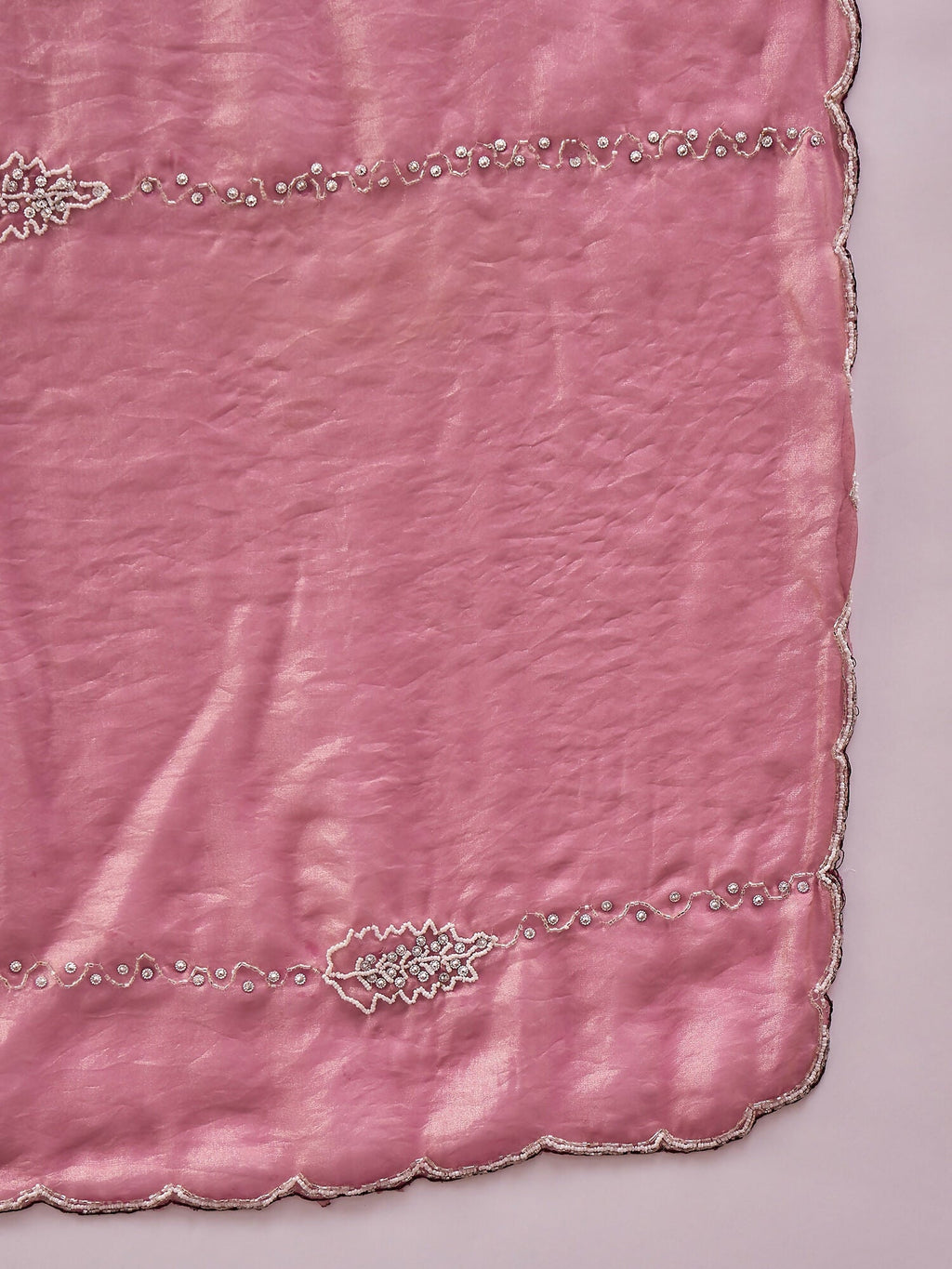 Pink Muslin Embroidered Saree with Unstitched Blouse Piece - Satya | Grocsy