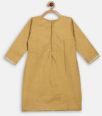 Ahalyaa Mustard Crepe Straight Kids Kurta Palazzo Set For Girls | Grocsy