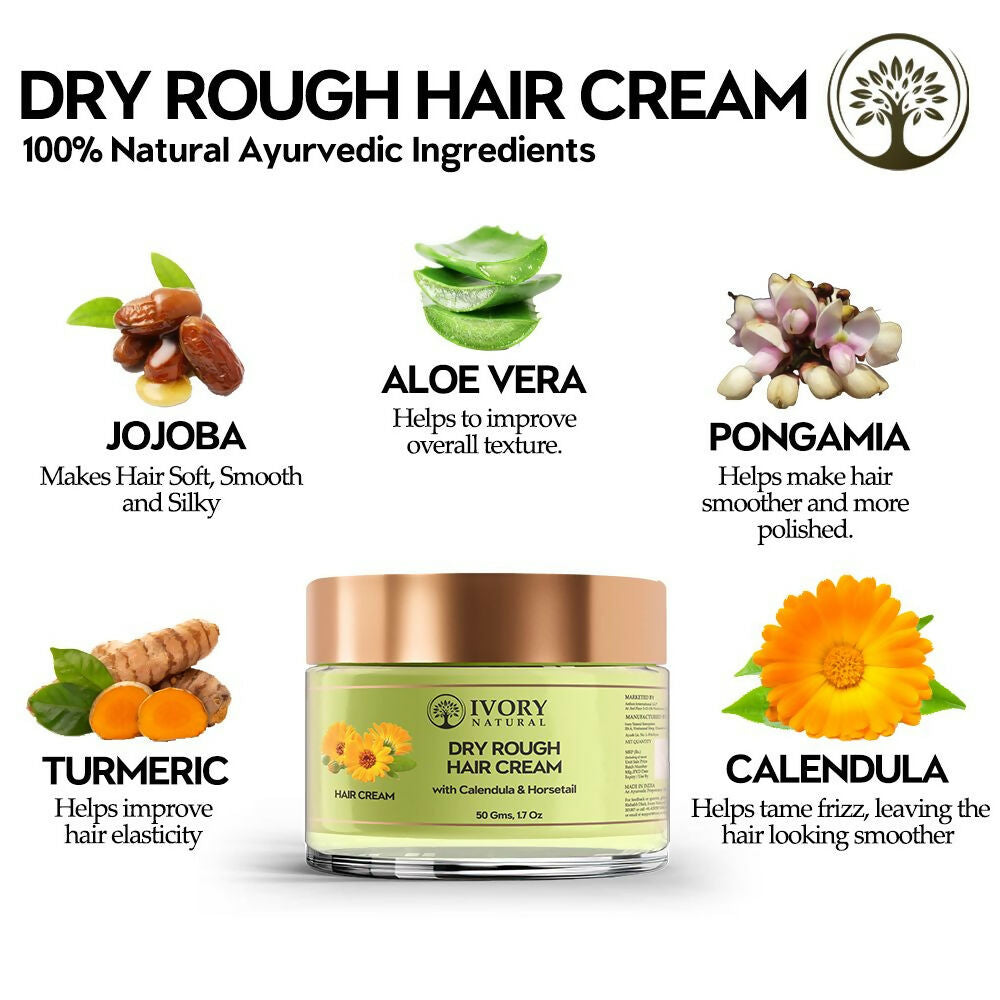 Ivory Natural Dry Frizzy Hair Cream - Detangles Hair, Manages Frizz And Scalp Dryness | Grocsy