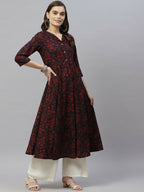 Miravan Women's Anarkalis Pure Cotton Floral Print Anarkali Kurta | Grocsy