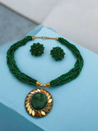 Inhanns All-Day Statement Beaded Necklace Set - Green | Grocsy