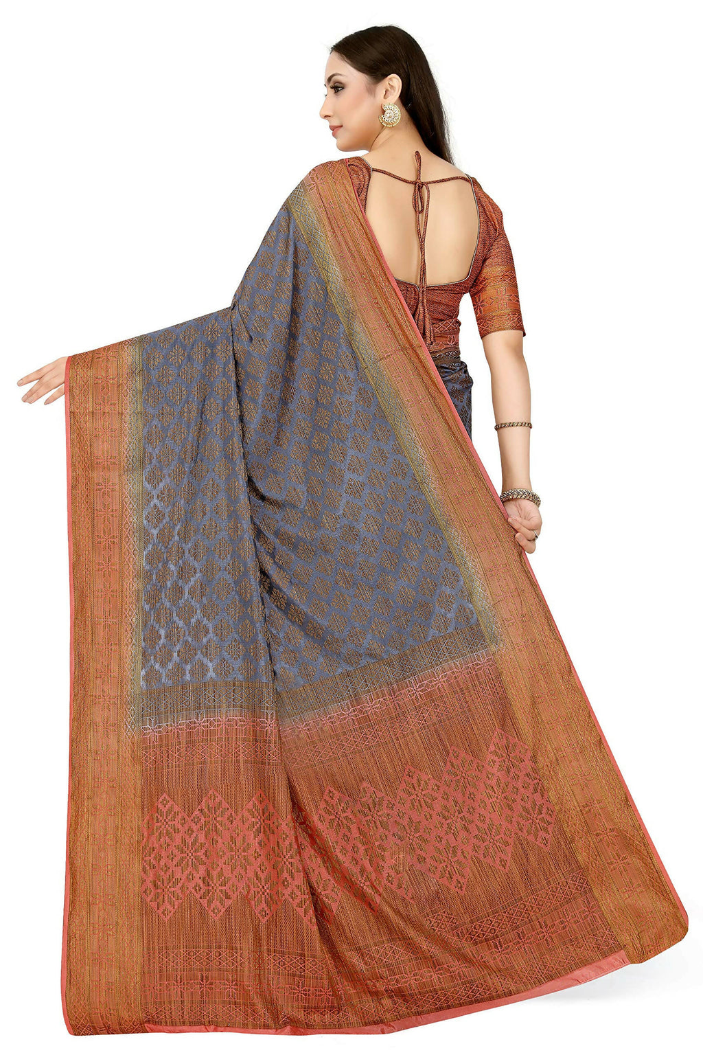 Mimosa Women's Patola Art Silk Grey Saree | Grocsy