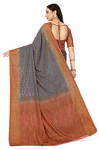 Mimosa Women's Patola Art Silk Grey Saree | Grocsy