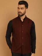 Even Apparels Pure Wool Nehru Jacket - Maroon | Grocsy