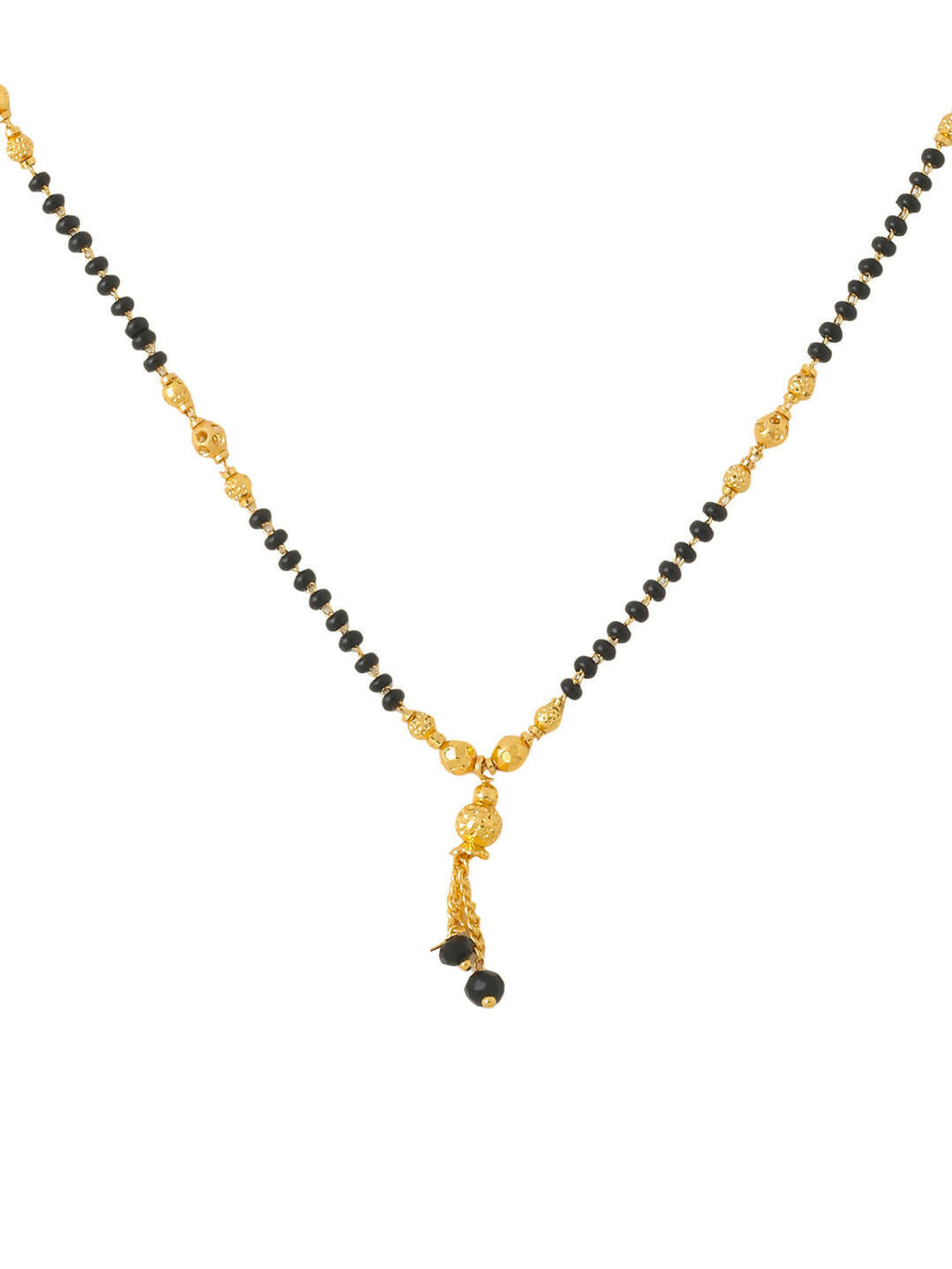 NVR Women Ethnic Gold-Polished Beaded Mangalsutra | Grocsy