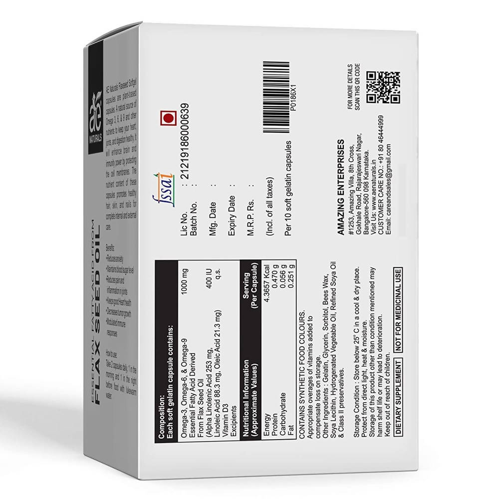 Ae Naturals Flax Seed Oil Soft Gel Capsules | Grocsy