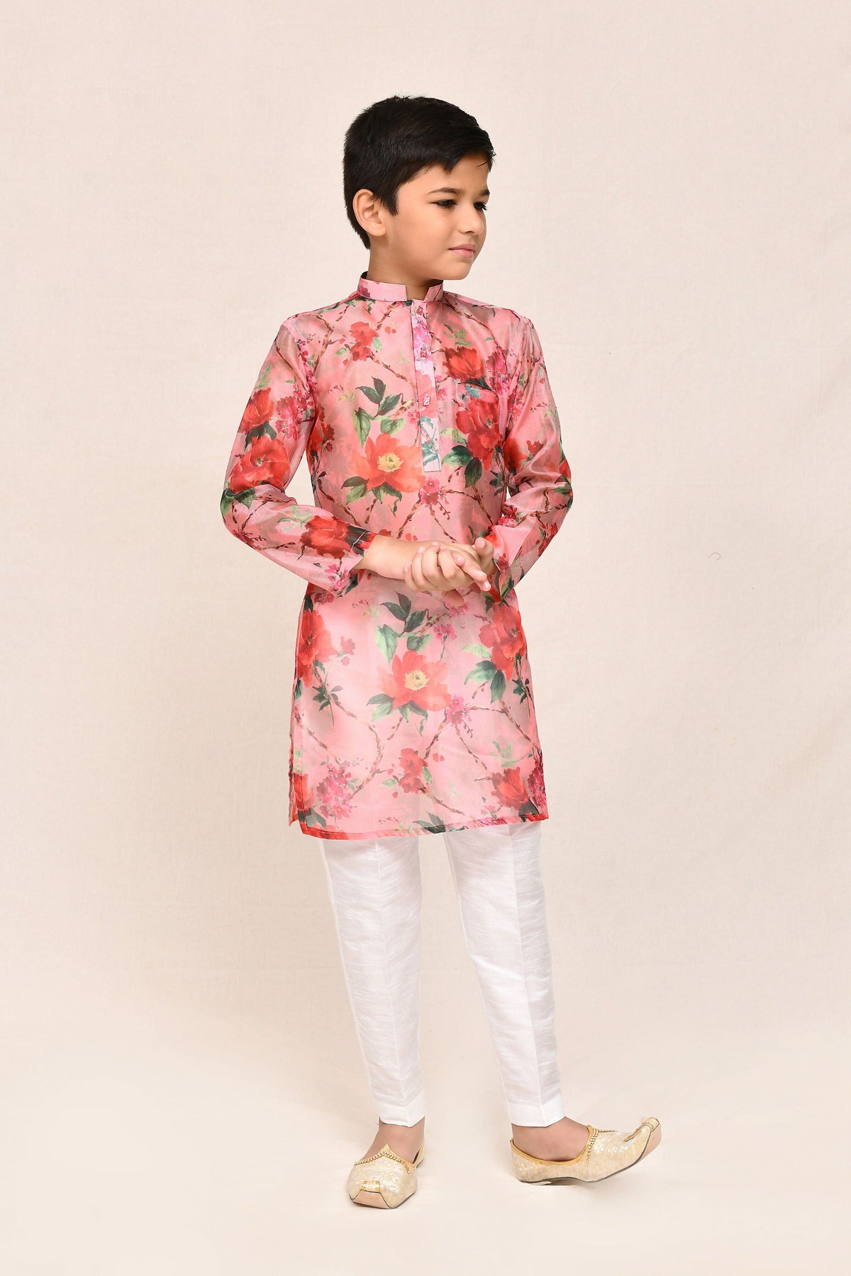Joban Fashion Georgette Peach Kurta With Straight Fit Pant | Grocsy