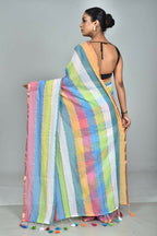 Exclusive Collection Beautiful Multi4 Pure Cotton Woven Handloom Saree With Running Blouse Piece | Grocsy