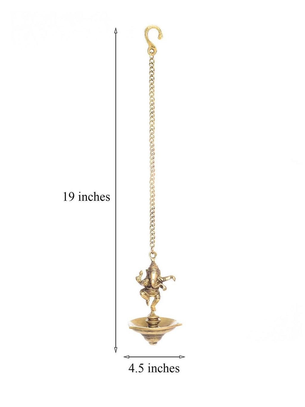 eCraftIndia Brown Dancing Ganesha Brass Hanging Diya | Grocsy