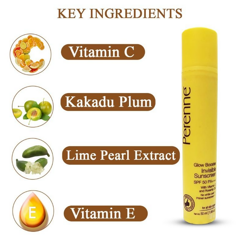 Perenne Glow Booster Invisible Sunscreen SPF 50 PA+++ | Grocsy