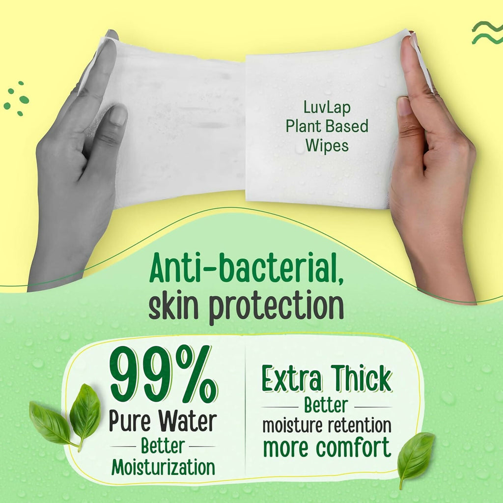 LuvLap Plant Based 99% Pure Water Extra Thick Unscented Baby Wipes | Grocsy