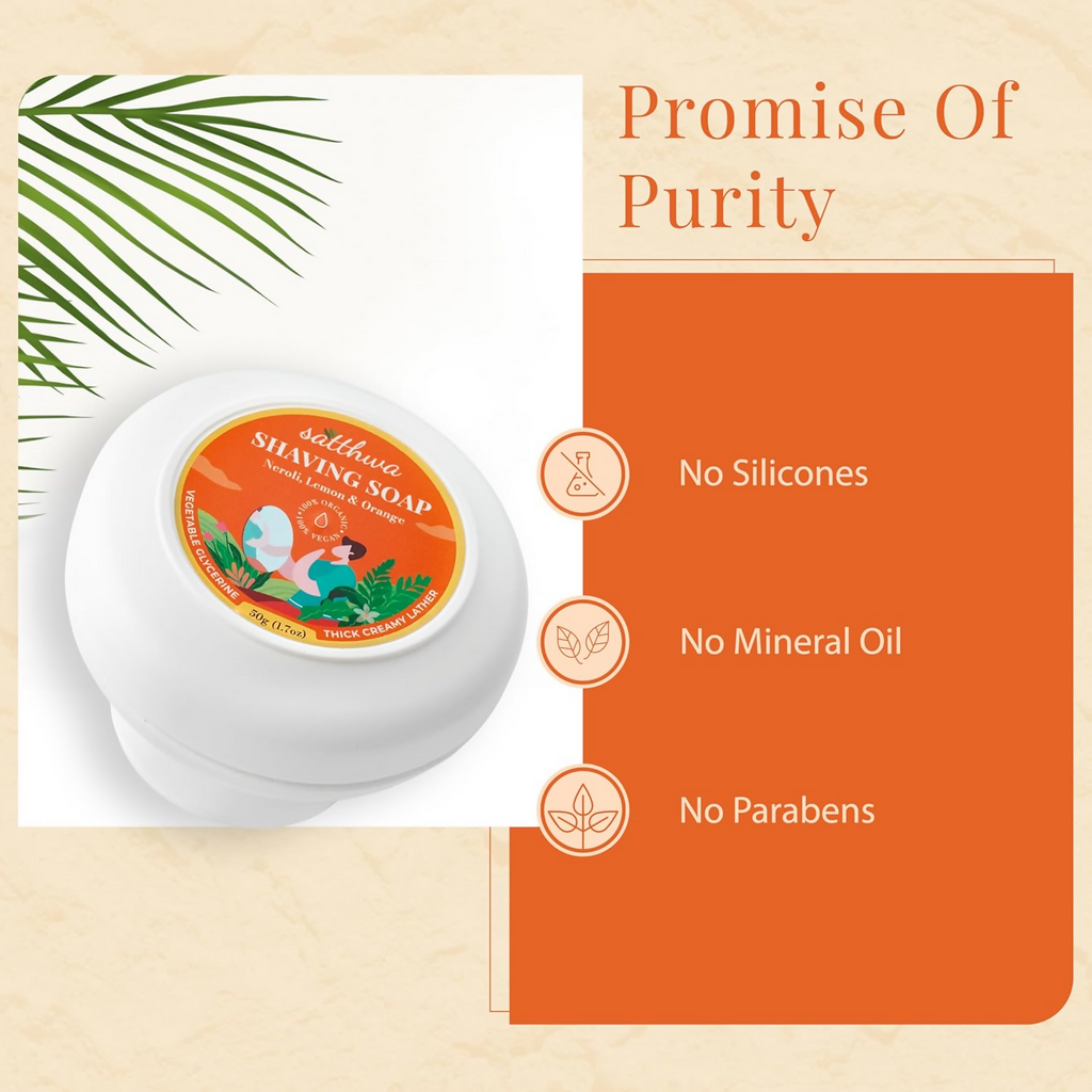 Satthwa Shaving Soap infused With Neroli, Lemon & Orange | Grocsy