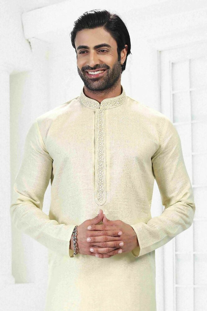 Raivat Ethnic Linen Cotton Thread Work Kurta Pajama In Pista Green Colour | Grocsy