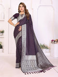 Aastha Fashion Purple Georgette Silk Zari Weaving Saree | Grocsy