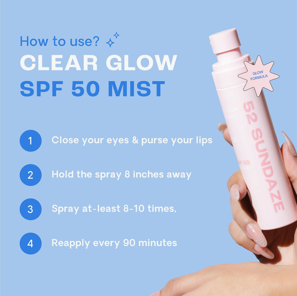 52 Sundaze Rosewater Sunscreen Mist SPF 50+ PA++++ Sunscreen Spray, Clear Glow SPF Mist | Grocsy