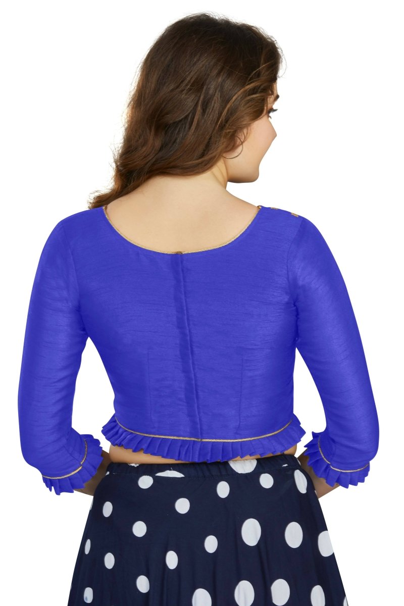 Aastha Fashion Women's Blue Art Silk Designer Party Wear Readymade Blouse | Grocsy