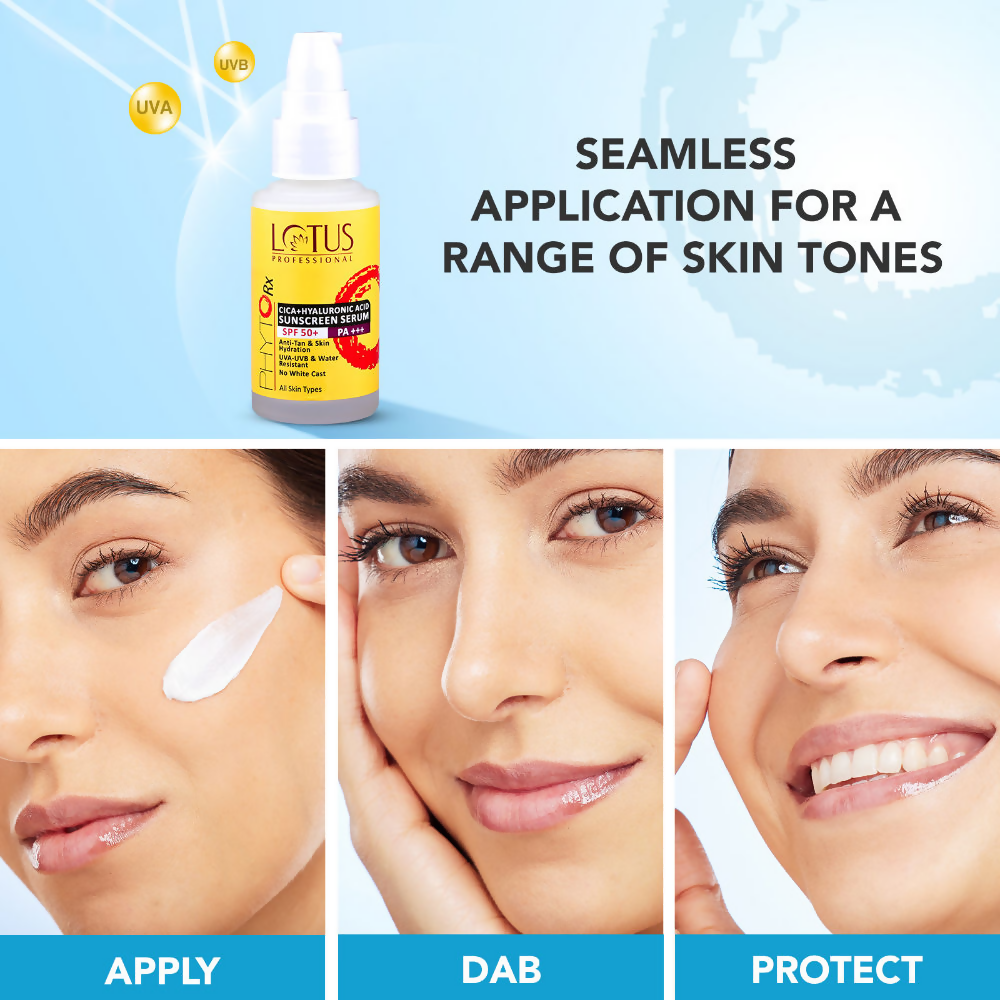 Lotus Herbals Cica + Hyaluronic Acid SPF 50 PA+++ Sunscreen Serum | Grocsy