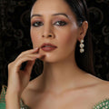 Uncut 3 Tier Kundan Dangler Earrings (Gold) - Ruby Raang | Grocsy