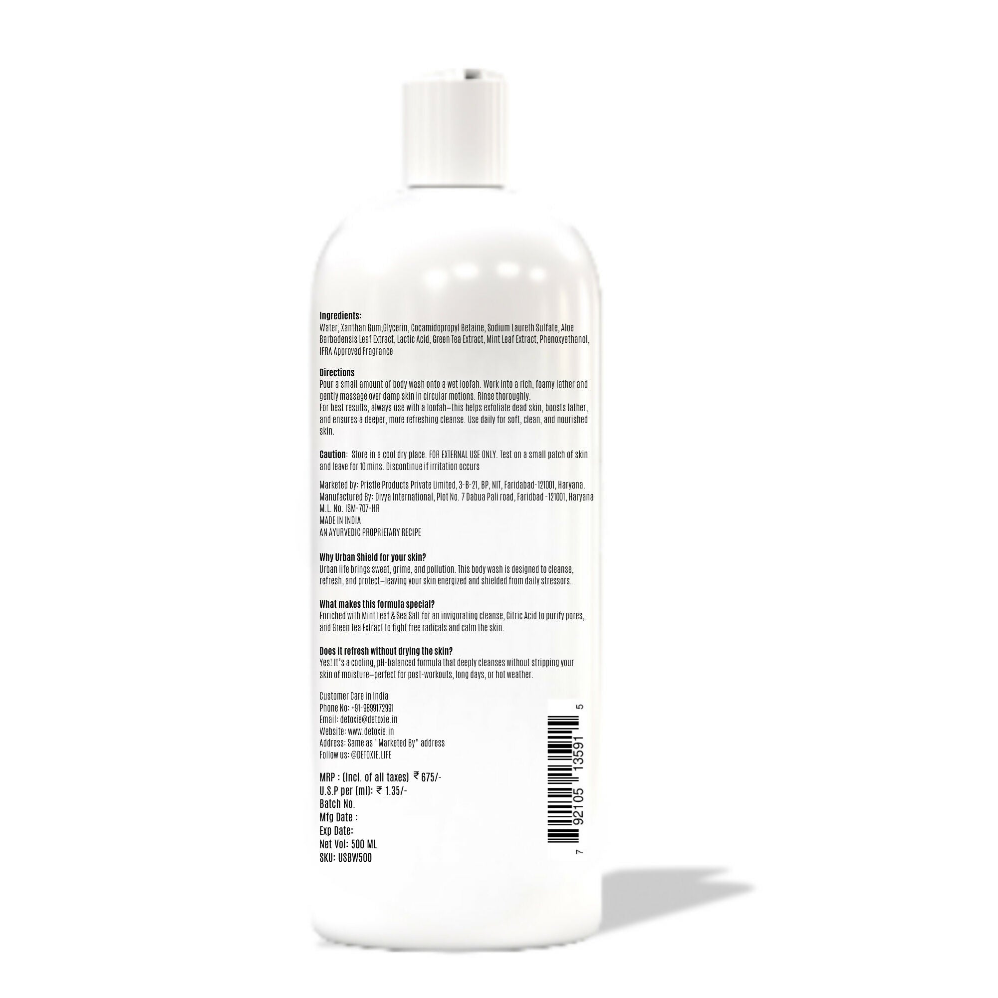 Detoxie Body Wash with Loofah - Urban Shield | Grocsy