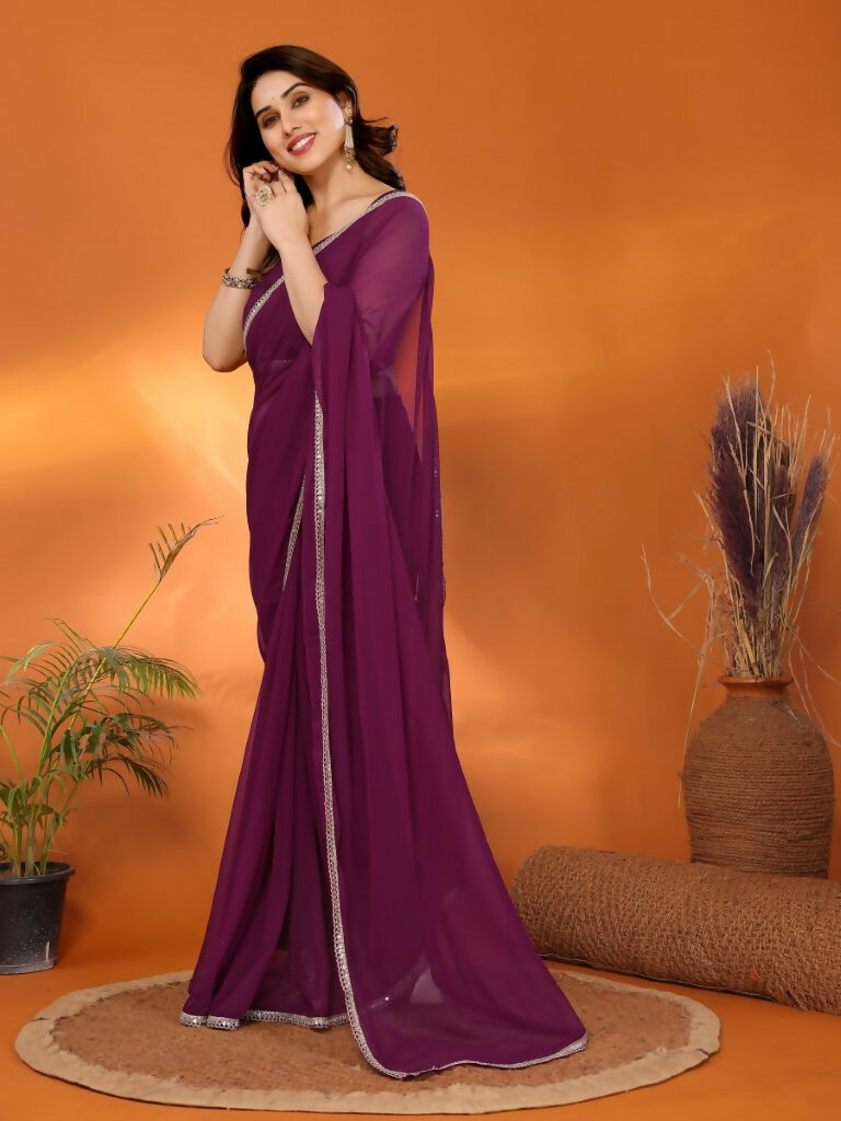 Designer Partywear Beat Georgette Fancy Saree - Durga | Grocsy