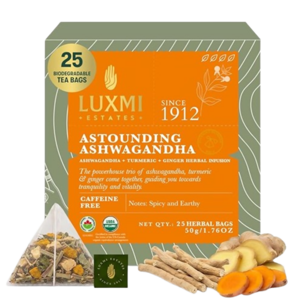 Luxmi Estates Astounding Ashwagandha – Certified Organic Herbal Infusion | Grocsy