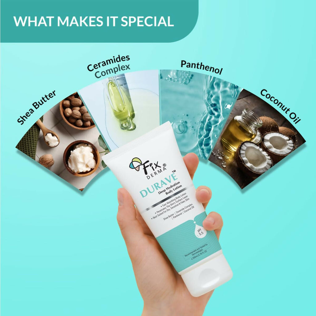 Fixderma Durave Deep Hydrating Body Lotion with Ceramide & Shea Butter | Grocsy