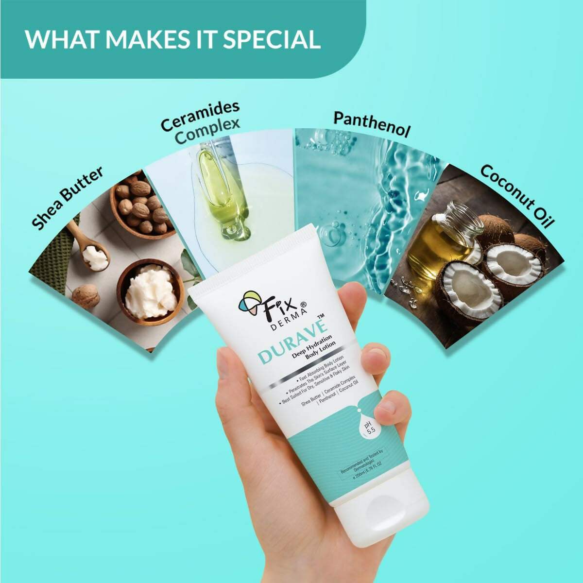 Fixderma Durave Deep Hydrating Body Lotion with Ceramide & Shea Butter | Grocsy